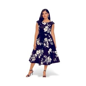 White House black market Elegant Black Floral Dress